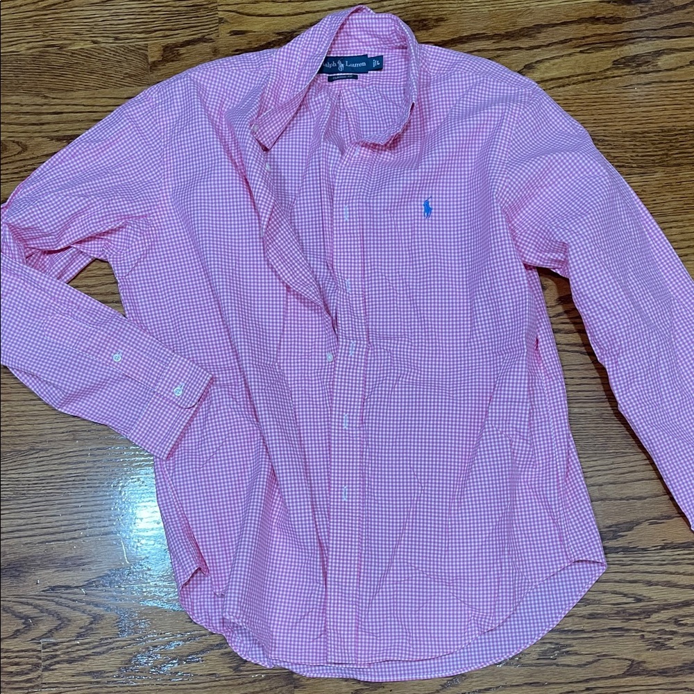 Ralph Lauren Men's Pink Checkered Button Down Shirt - Picture 2 of 4